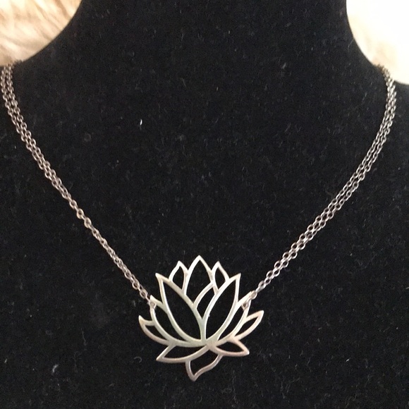 Jewelry - Sterling Silver Double Chain Lotus Necklace